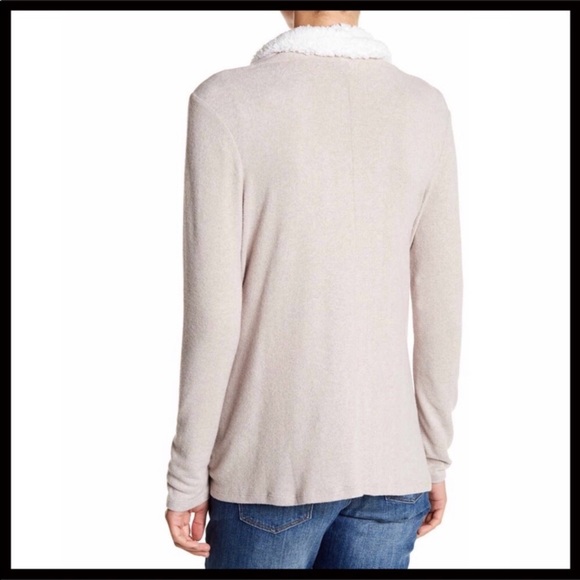 HI-LO DRAPED CARDIGAN COAT FAUX SHEARLING A2C - Picture 2 of 8